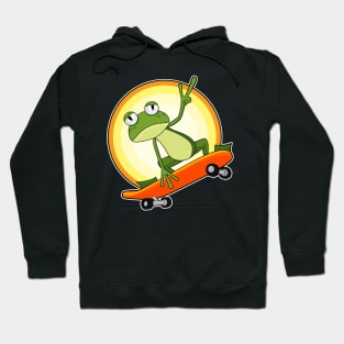 Frog as Skater with Skateboard Hoodie